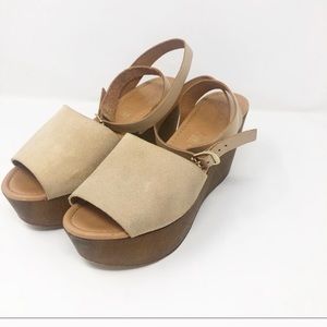 Seychelles Suede Wooden Platform Wedge 9